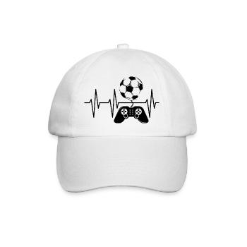 Fußball gamer gaming Puls Herzschlag Team Spieler - Baseballkappe - Weiß/Weiß - Vorne