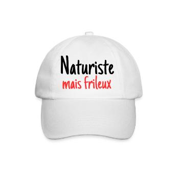 Naturiste mais Frileux Cadeau Homme - Casquette classique - blanc/blanc - Devant
