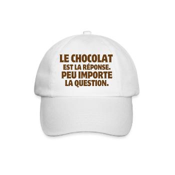 chocolat, chocolat humour, j'aime le chocolat - Casquette classique - blanc/blanc - Devant