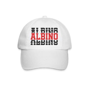 T-Shirt Albino T-Shirt Geschenkidee gestapelter Text - Baseballkappe - Weiß/Weiß - Vorne