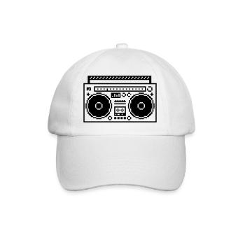 8bit Pixel Boombox - Baseballkappe - Weiß/Weiß - Vorne