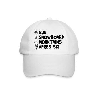 Sun, Snowboard, Mountains, Après-ski - Baseball Cap - white/white - Front