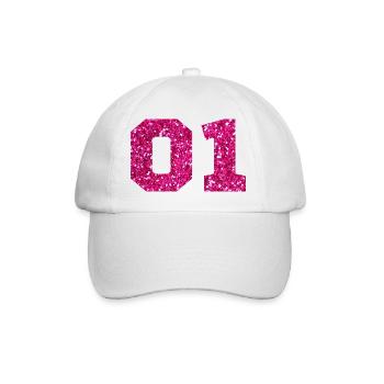 Nummer 1 Pink Glitter - 1. Jahrestag - Baseballkappe - Weiß/Weiß - Vorne