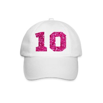Numéro 10 paillettes rose - 10e anniversaire - Casquette classique - blanc/blanc - Devant