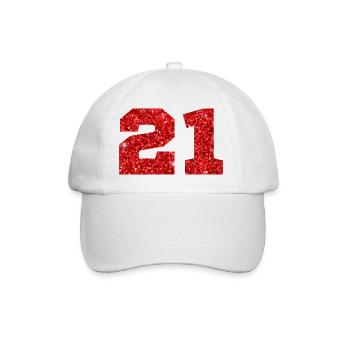 Numéro 21 paillettes rouge - 21e anniversaire - Casquette classique - blanc/blanc - Devant