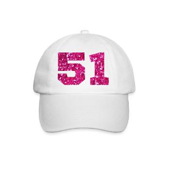 Number 51 Pink Glitter - 51st Anniversary - Baseball Cap - white/white - Front