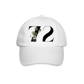 Nummer 72 Blumengrün - 72. Blumengeburtstag - Baseballkappe - Weiß/Weiß - Vorne