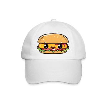 Burger mit Gesicht - Baseballkappe - Weiß/Weiß - Vorne