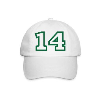 Numéro 14 sport vert - Casquette classique - blanc/blanc - Devant