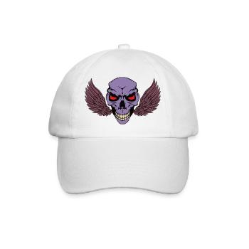 Skeletal Skull with Wings - Baseball Cap - white/white - Front