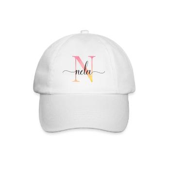N | Monogram | Name | Nela |Watercolor - Baseball Cap - white/white - Front