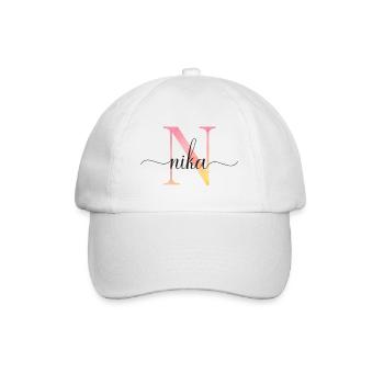 N | Monogram | Name | Nika |Watercolor - Baseball Cap - white/white - Front