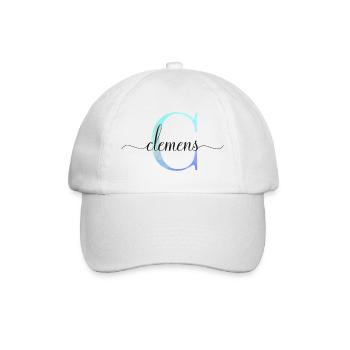 C| Monogram | Name | Clemens| Watercolor - Baseball Cap - white/white - Front