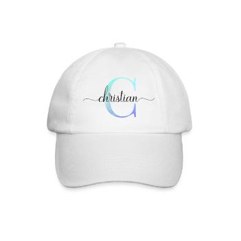 C| Monogram | Name | Christian| Watercolor - Baseball Cap - white/white - Front