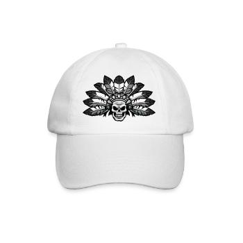 indianer aztek skull - Baseballkappe - Weiß/Weiß - Vorne