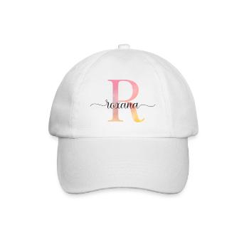 R | Monogramm | Name | Roxana |Watercolor - Baseballkappe - Weiß/Weiß - Vorne