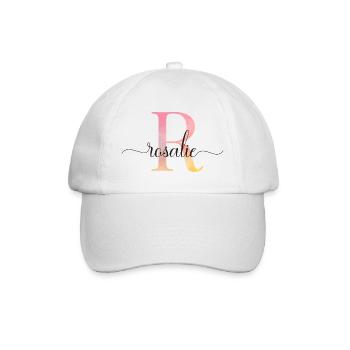 R | Monogramm | Name | Rosalie |Watercolor - Baseballkappe - Weiß/Weiß - Vorne