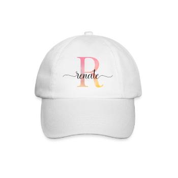 R | Monogramm | Name | Renate |Watercolor - Baseballkappe - Weiß/Weiß - Vorne