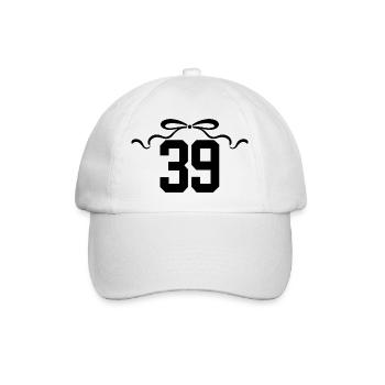 Nummer 39 Knoten - 39. Jahrestag - Baseballkappe - Weiß/Weiß - Vorne