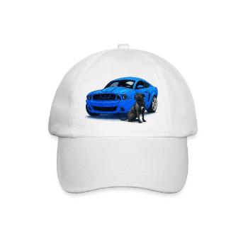 Blauer Musclecar Hundepartner - Baseballkappe - Weiß/Weiß - Vorne