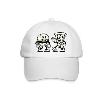 burger pizza comic - Baseballkappe - Weiß/Weiß - Vorne