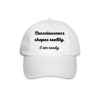 Consciousness_shapes_reality- - Baseballkappe - Weiß/Weiß - Vorne