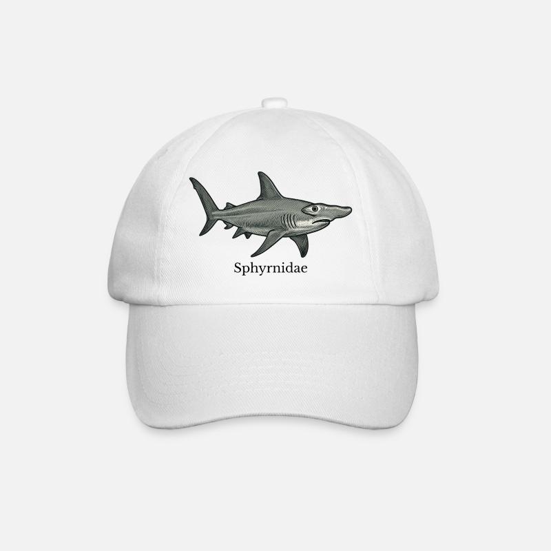 Sphyrnidae Hammerhead Shark Design - Baseball Cap - white/white