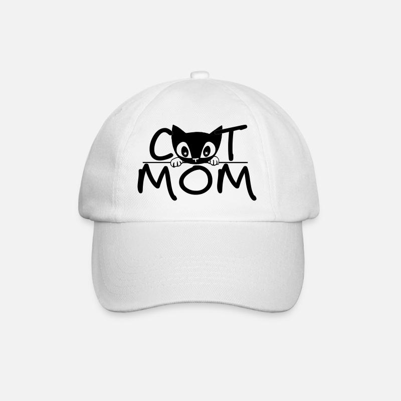 Cat Mom – Cute Minimal Line Art Design - Baseballkappe - Weiß/Weiß