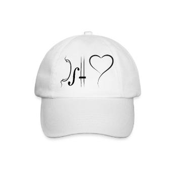 Minimalist Heart Line and Violin Sketch - Baseball Cap - white/white - Front