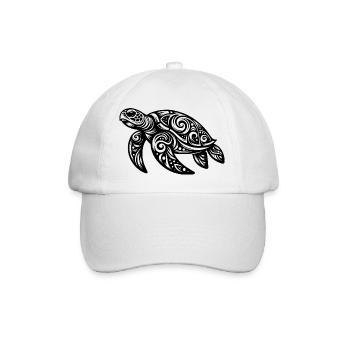 Tribal Magie – Schildkröte aus Ornamenten - Baseballkappe - Weiß/Weiß - Vorne