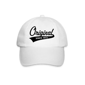Original Since 1973 (Geburtsjahr, Geburtstag / B) - Baseballkappe - Weiß/Weiß - Vorne