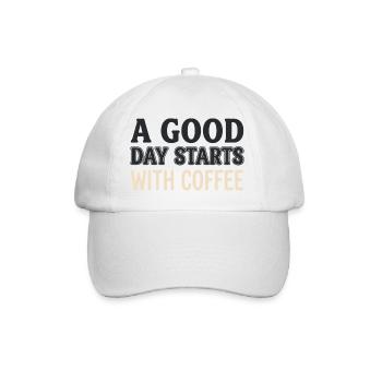 A Good Day Starts With Coffee - Motivations Spruch - Baseball Cap - white/white - Front