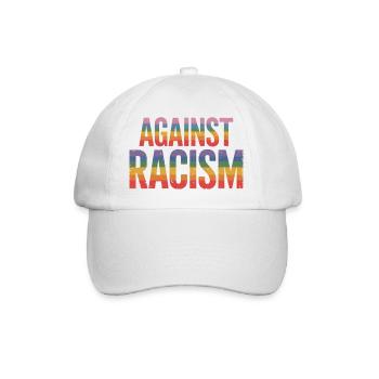Gegen Rassismus – Antifa-Regenbogen-Tee - Baseballkappe - Weiß/Weiß - Vorne