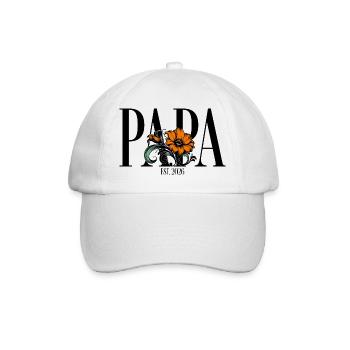 Papa – Vintage Blumen Design Geschenkidee - Baseballkappe - Weiß/Weiß - Vorne