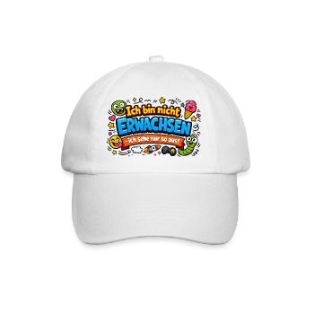 Ich bin nicht erwachsen Spruch Cartoon - Baseballkappe - Weiß/Weiß - Vorne
