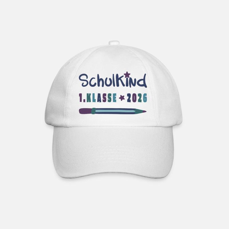 Schulkind 2026 - 1. Klasse - Einschulung 2026 - Baseballkappe - Weiß/Weiß