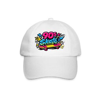 90er Skateboard Retro Flair - Baseballkappe - Weiß/Weiß - Vorne