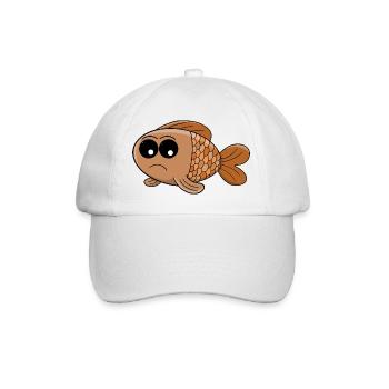 Grumpy Goldfish Cartoon - Baseball Cap - white/white - Front