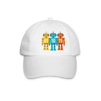 Robot 01 10 11 – Binary Sci-Fi Design - Baseball Cap - white/white - Front