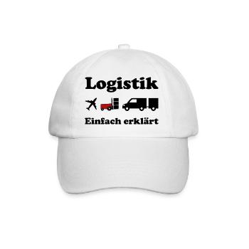 Logistik Silhouette mit rotem Block - Baseballkappe - Weiß/Weiß - Vorne