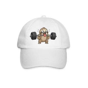 Dessin animé paresseux mignon Entraînant musculation avec haltères - Casquette classique - blanc/blanc - Devant
