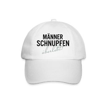 Maennerschnupfen Ueberlebt Spruch Shirt - Baseballkappe - Weiß/Weiß - Vorne