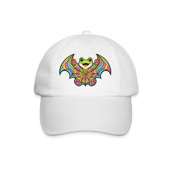 Fröhliche Regenbogenfledermaus - Baseballkappe - Weiß/Weiß - Vorne