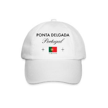 Ponta Delgada Portugal Koordinaten Reise Souvenir - Baseballkappe - Weiß/Weiß - Vorne