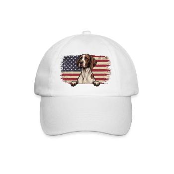 English Pointer US Flag - Pointer Dad Hunting Dog - Baseball Cap - white/white - Front