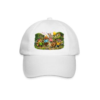 Cheerful animal friends party procession - Baseball Cap - white/white - Front