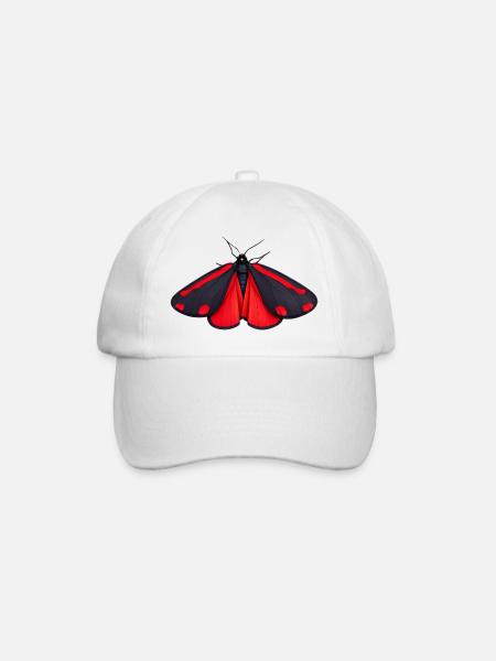 Cinnabar Moth Tyria jacobaeae Cartoon Style - Casquette classique - blanc/blanc