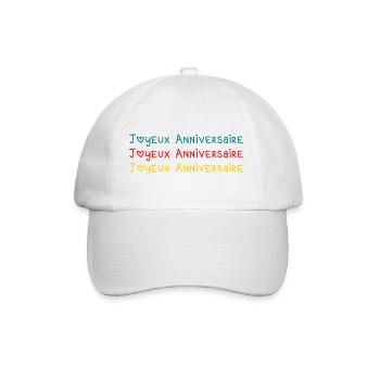 JOYEUX ANNIVERSAIRE. HAPPY BIRTHDAY. ANNIVERSAIRE. - Casquette classique - blanc/blanc - Devant