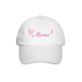 Mom to the power of 3 - maman triple avec des coeurs - rose - Casquette classique - blanc/blanc - Devant