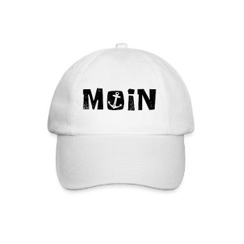Moin - Norddeutsch - Gruß - Baseballkappe - Weiß/Weiß - Vorne